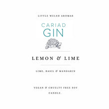 Load image into Gallery viewer, Cariad Gin - Natural Soy Wax Candle - Lime, Basil and Mandarin