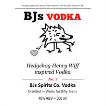 Load image into Gallery viewer, Billy Jeans Hedgehog Henry Wiff Inspired Vodka
